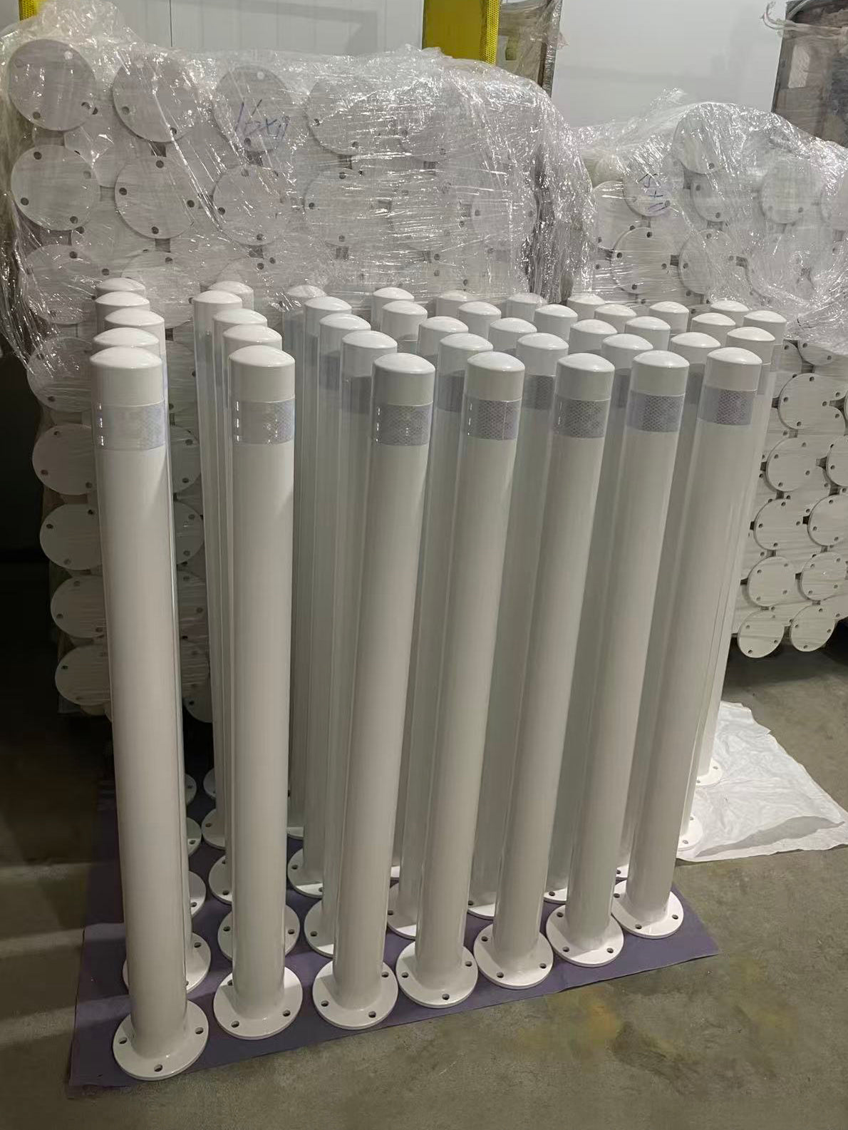 White Steel Pipe Safety Bollard